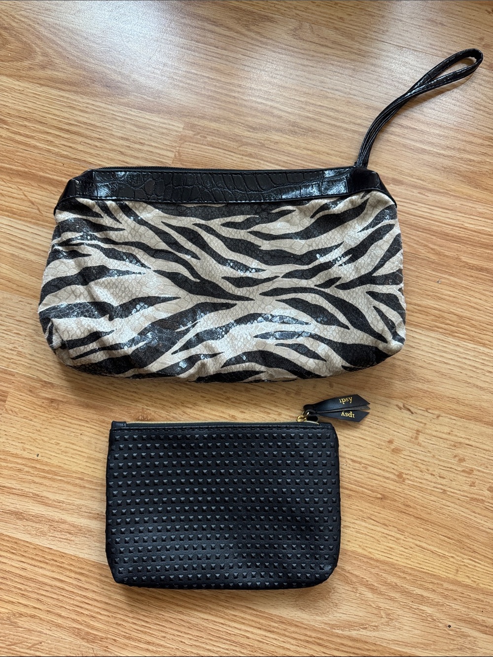 Black and Beige Zebra Print Wristlet Set